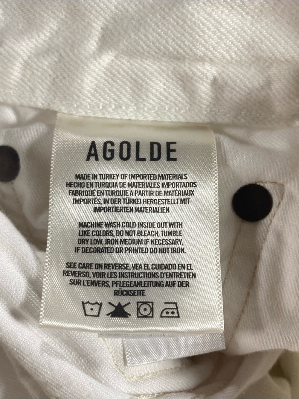 AGOLDE 90s Loose Fit 24 Enamel White Distressed Straight Leg Jeans Grunge Thrash - Picture 5 of 15